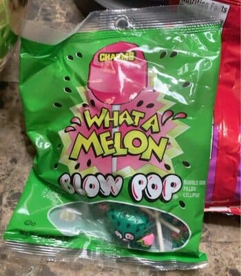 Blow pop what a melon bubble gum filled lollipop
