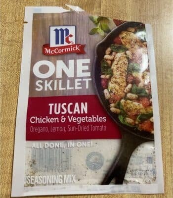 One skillet Tuscan Chicken & Vegetables seasoning pack