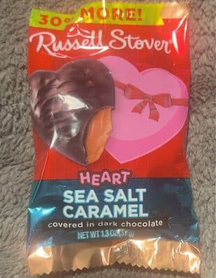 Sea salt caramel covered in dark chocolate