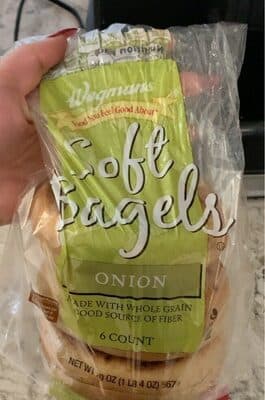 Onion soft bagels made with whole grain