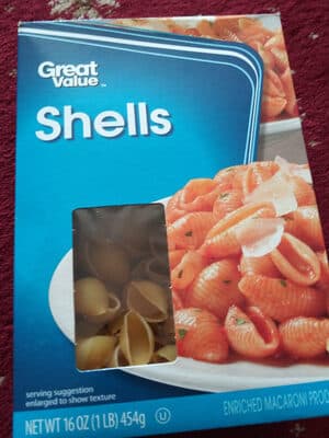 Shells, enriched macaroni product