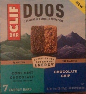 Duos Cool Mint Chocolate & Chocolate Chip Energy Bars