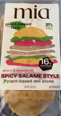 Mia plant based spicy salame style