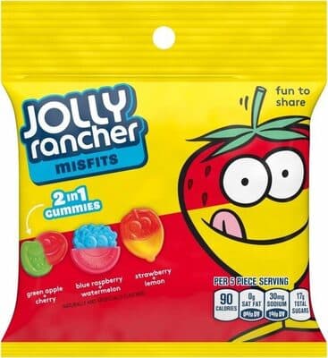 Misfits in gummies two flavor candy green applecherry