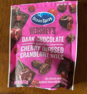 Dark Chocolate Dipped Cherry Infused Cranberry Bites
