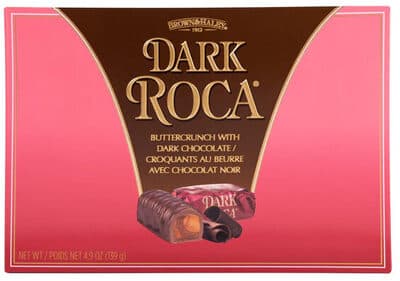 Dark Roca Buttercrunch toffee with dark chocolate, buttercrunch toffee