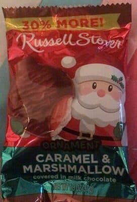 Ornament caramel marshmallow covered in milk chocolate