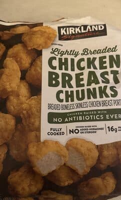 Lightly breaded chicken breast nuggets