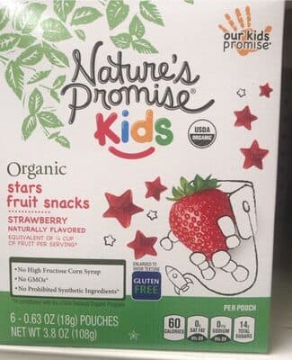 Strawberry Flavored Organic Stars Fruit Snacks, Strawberry